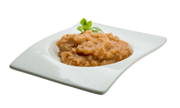 Pollock roe in a bowl on white background photo