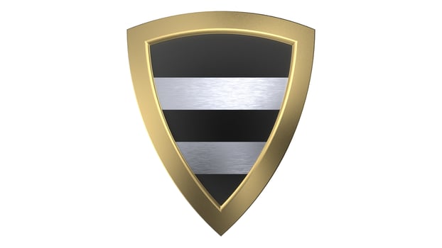 gold stripes black and white shield medieval 3d illustration render photo