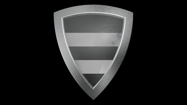shield silver black white medieval 3d illustration render photo