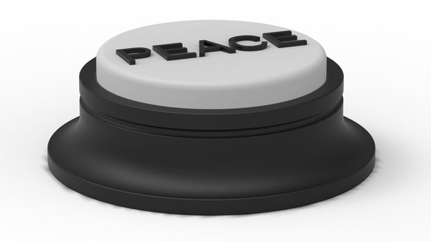 white peace button isolated 3d illustration render photo