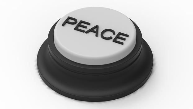 white peace button isolated 3d illustration render photo