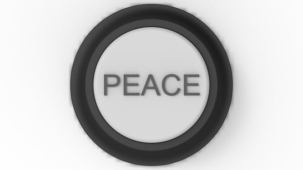 white peace button isolated 3d illustration render photo