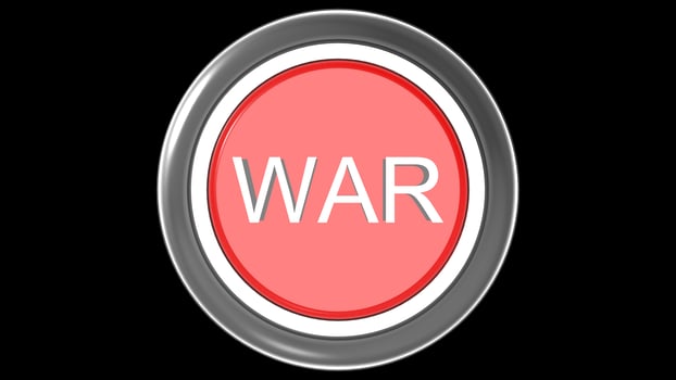 war button red and white isolated 3d illustration render photo
