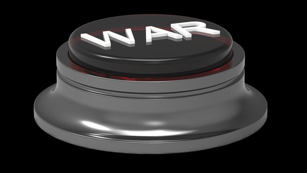 war button red and white isolated 3d illustration render photo