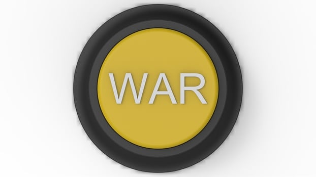 yellow war button isolated 3d illustration render photo