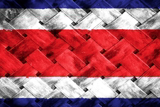 costa rica flag screen on wicker wood background photo