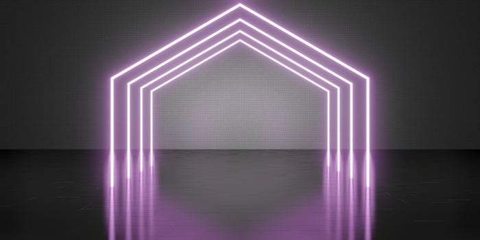 Hexagon laser light room background Neon light Technology style floor and wall 3D illustration photo