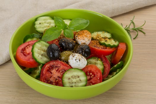 Salad with mozzarella and tomatoes photo