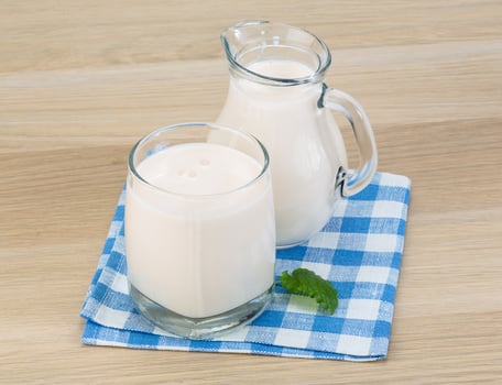Kefir on wooden background photo