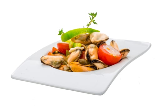 Mussells salad on white photo
