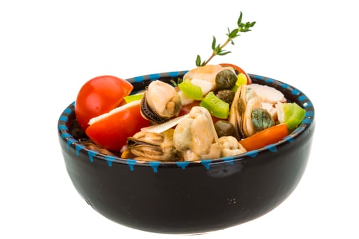 Mussells salad on white photo