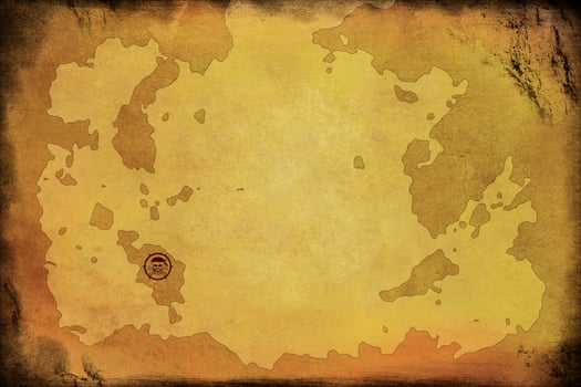 Shabby pirate treasure map depicted on old paper photo