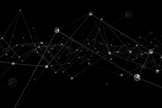Complex transparent polygon 3d illustration on black background photo