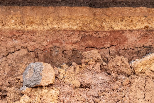 The surface layer of soil under the road to water erosion. photo
