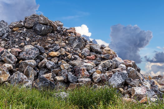 View of granite heaps and sky clouds. photo