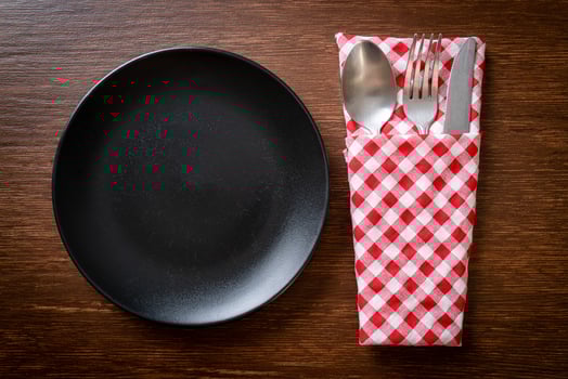 empty plate or dish with knife, fork and spoon photo