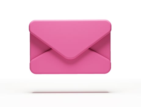 3D rendering realistic envelope icon symbolic in pink floating in the air. 3D email sticker icon for contact illustration photo