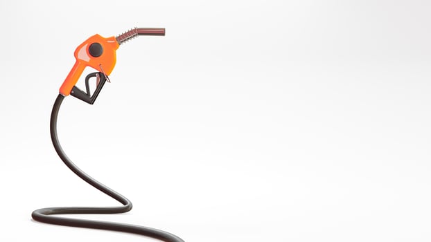 Orange fuel nozzle for car on white background. Space for banner and logo. photo