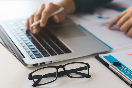 businessman executive analyzing and planning business performance from financial data, analyzing finance data and economic growth graph chart. photo