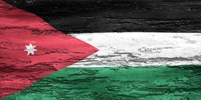 3D-Illustration of a Jordan flag - realistic waving fabric flag photo