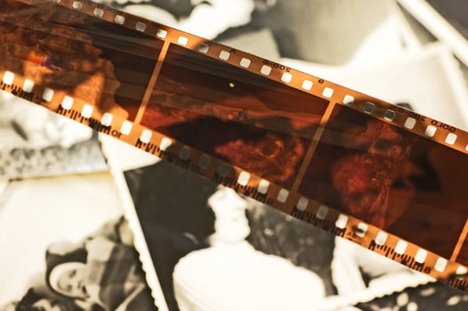Old film strip and photos background