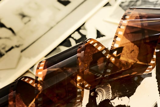 Old film strip and photos background