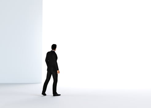 Businessman about to cross the entrance to the light. photo
