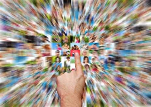 Social media and hand selecting photo