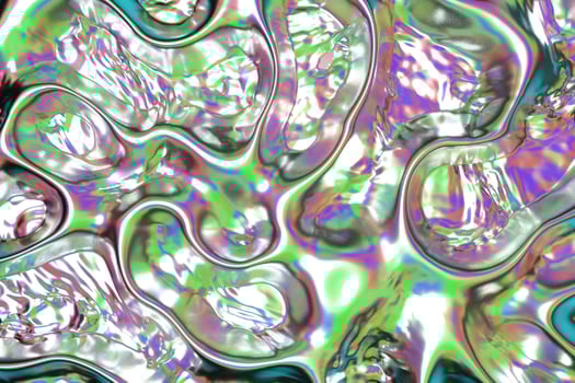 Acid green holographic liquid gradient background. Smooth flowing wavy fluid with folds wallpaper 3d rendering photo