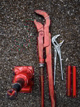 Wrenches, jack - a tool for changing car wheels. photo