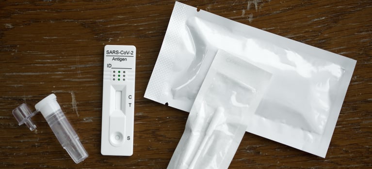Corona virus antigen fast test. Lab card kit test for COVID-19. photo