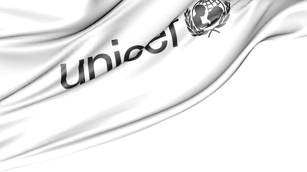 Flag Unicef Isolated on White Background, 3d Illustration photo