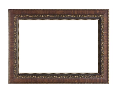 Classic wooden frame isolated on white background photo