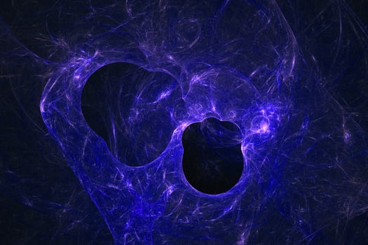 Abstract cosmos 3d rendering. Ultraviolet space nebula digital background visualization. Futuristic dark holes illustration photo