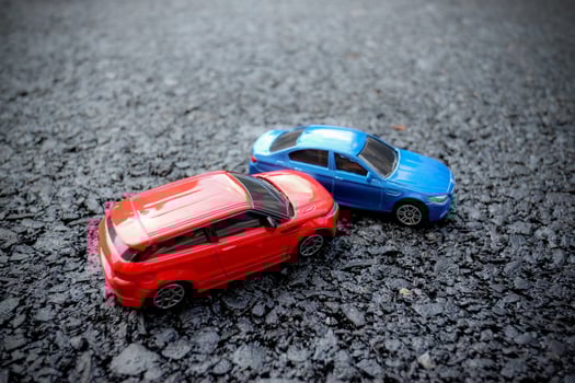 Car accident scene. Insurance, traveling, transportation concept. photo