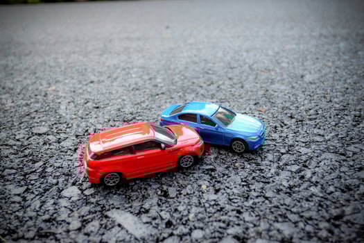 Car accident scene. Insurance, traveling, transportation concept. photo