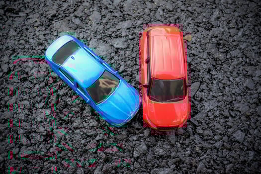 Car accident scene. Insurance, traveling, transportation concept. photo