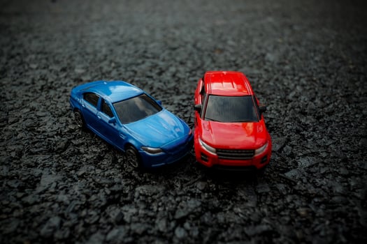 Car accident scene. Insurance, traveling, transportation concept. photo
