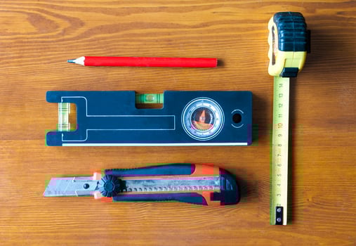 construction tools lying on the table photo