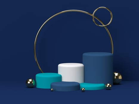 3D abstract render.Beauty products set for Cosmetic and skincare Packaging mockup minimal design on blue pastel background photo