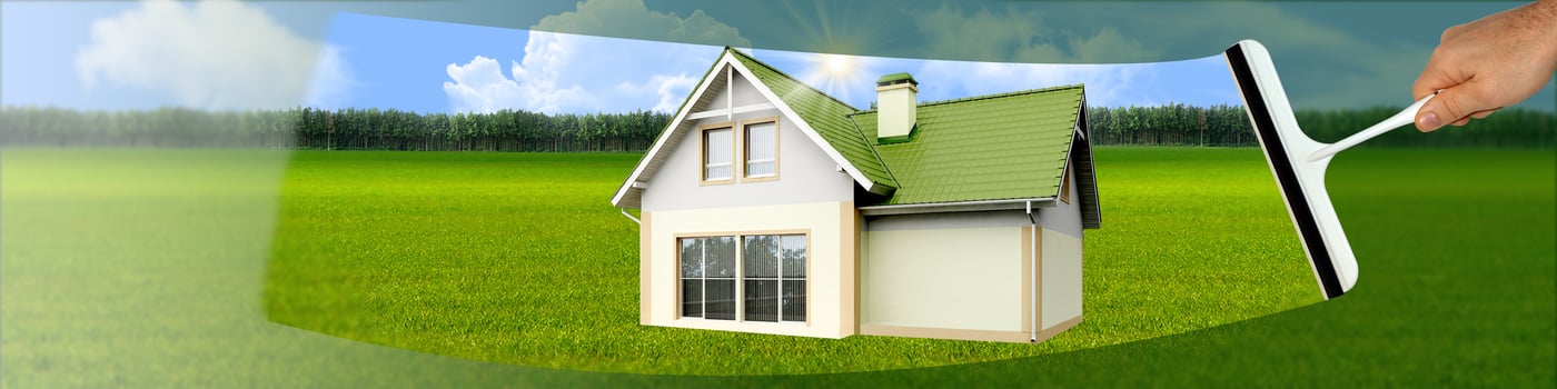 banner with a scraper for cleaning windows photo