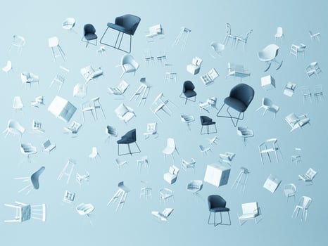 many furniture on background 3d render photo