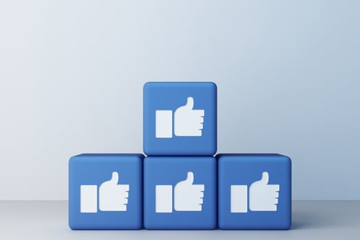 Like icon designed 3d box with white background. 3d rendering photo
