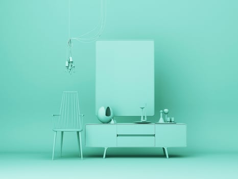 A lot of chairs furniture interior on a pastel background. -3d render photo