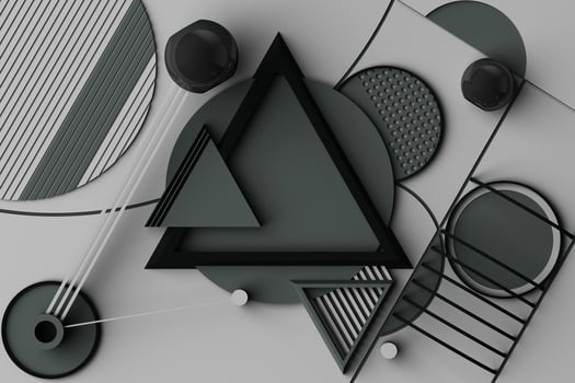 Design with composition of geometric memphis style shapes in pastel tone. 3d rendering illustration photo