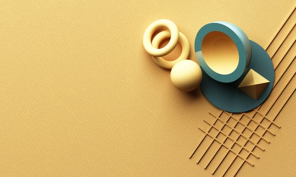 Design with composition of geometric shapes in pastel tone. 3d rendering illustration photo