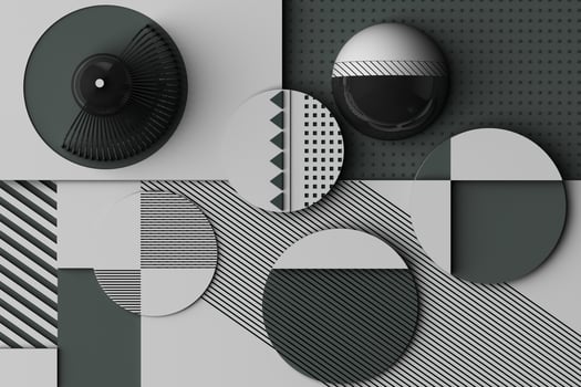 Design with composition of geometric shapes in pastel tone. 3d rendering illustration photo