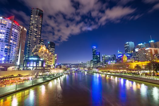 Melbourne city the world's most liveable city of Australia at dusk. photo