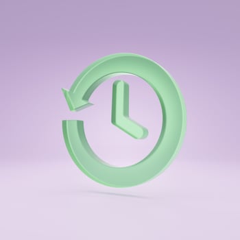 Minimal history icon by clock hands and arrow 3D render illustration photo