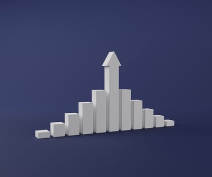 White stair step growth graph way to success 3D render illustration photo